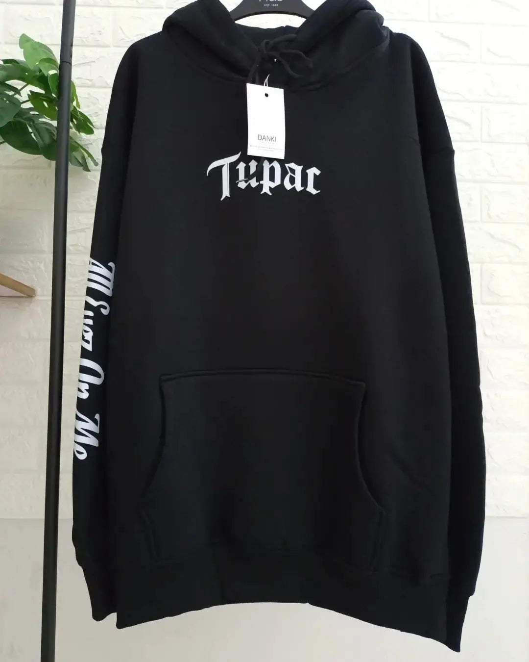 Black Tupac Printed Hoodie