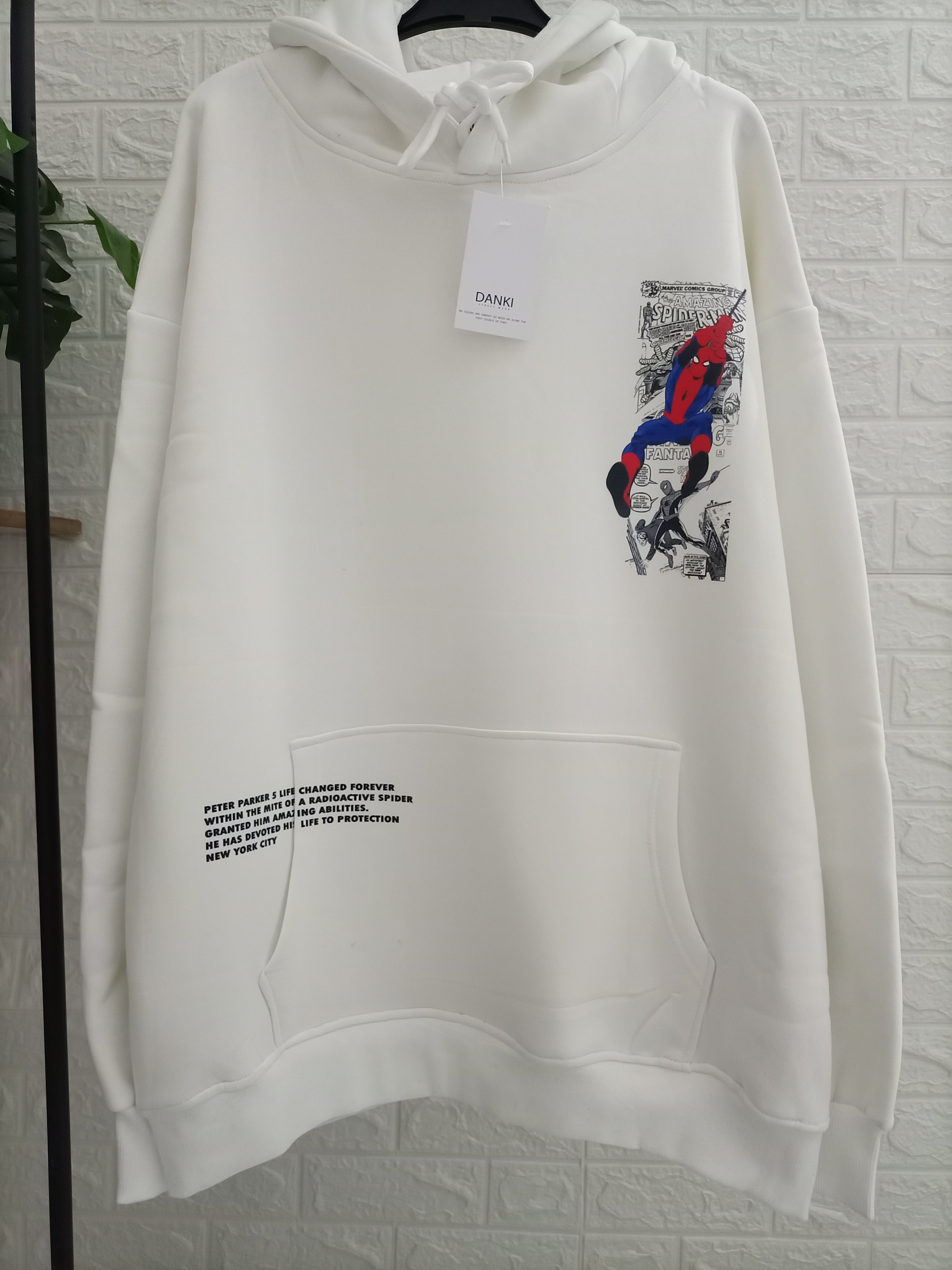 White Spiderman Model Printed Hoodie