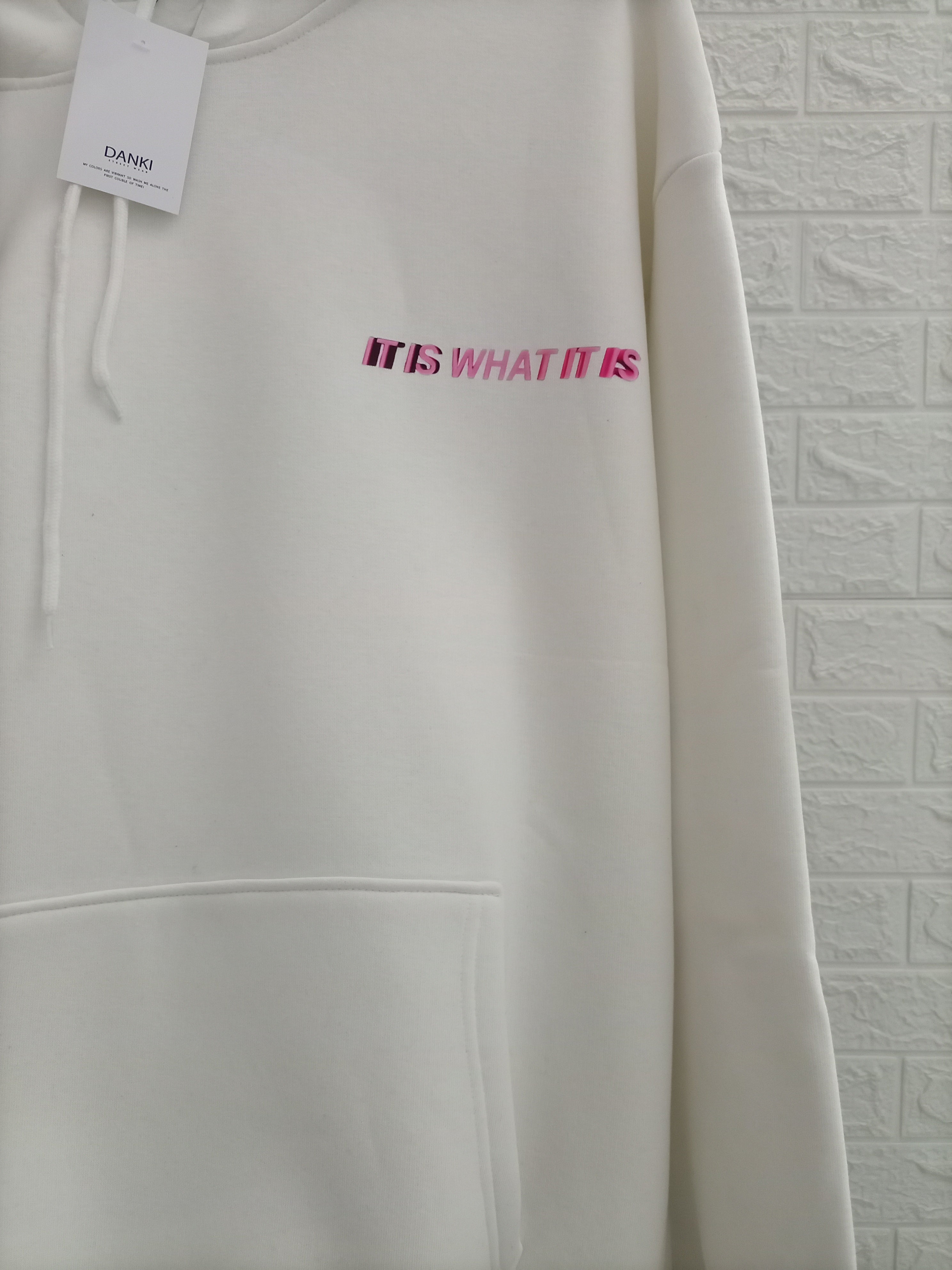 White Model Printed Hoodie